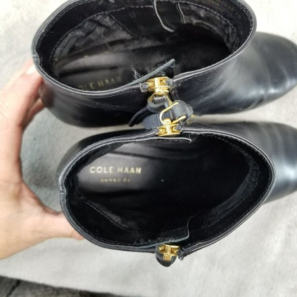 Cole Haan Shoes Womens Size 9 Black Leather Side Zip Ankle Booties - Picture 12 of 15